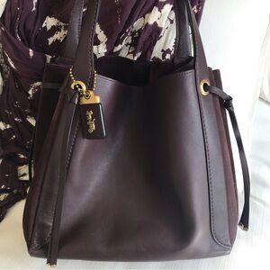 Coach 1941 Harmony Hobo Bag, Suede / Leather, Oxblood, 53352